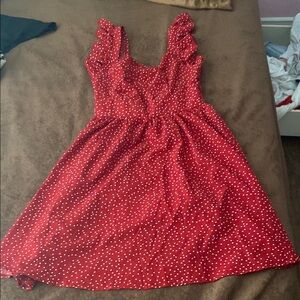 SHEIN Red and White Sleeveless Sundress